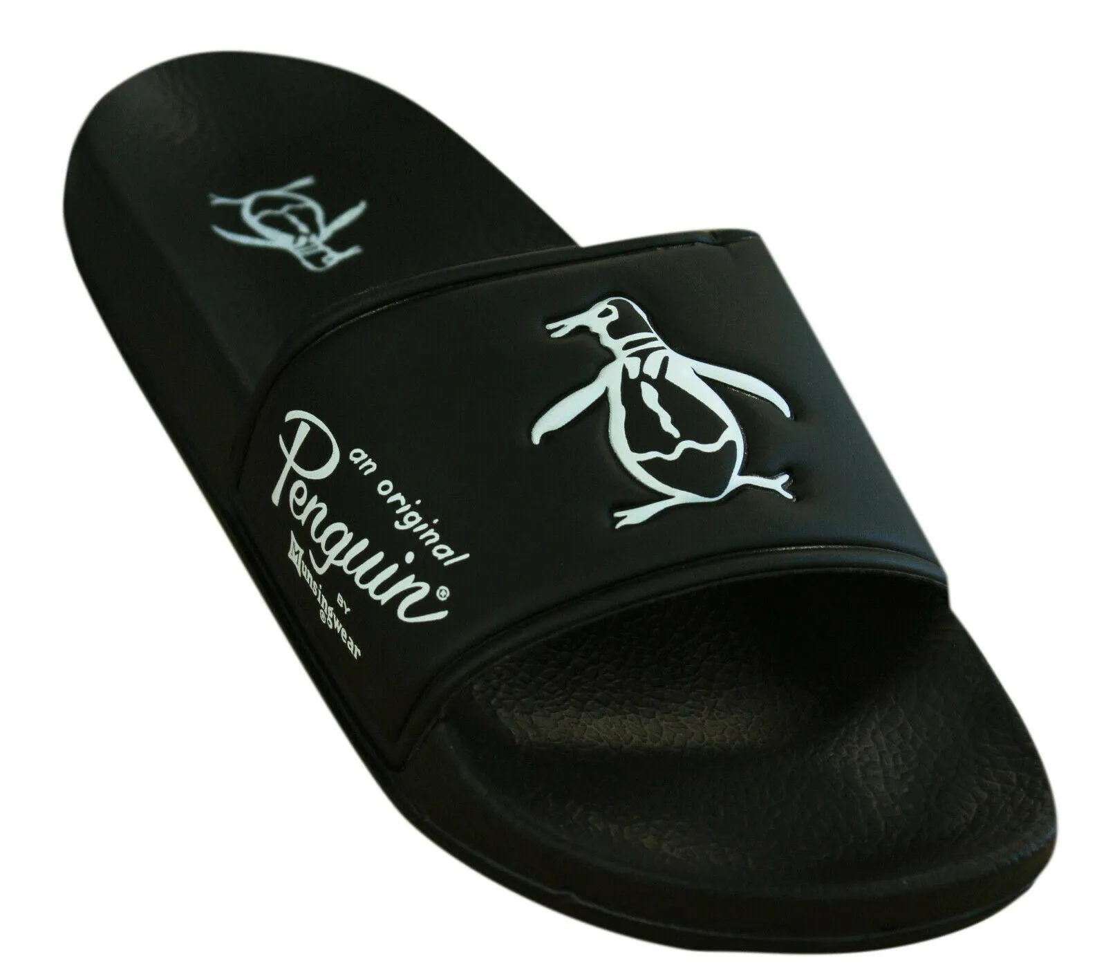 Penguin Slip On Black Synthetic Sliders - Mens