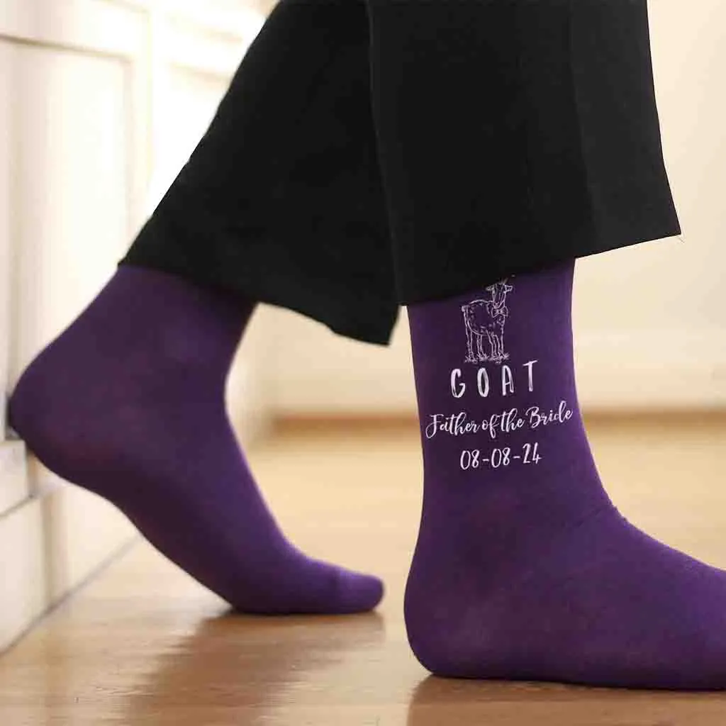 Personalized Wedding Socks for the GOAT Father of the Bride