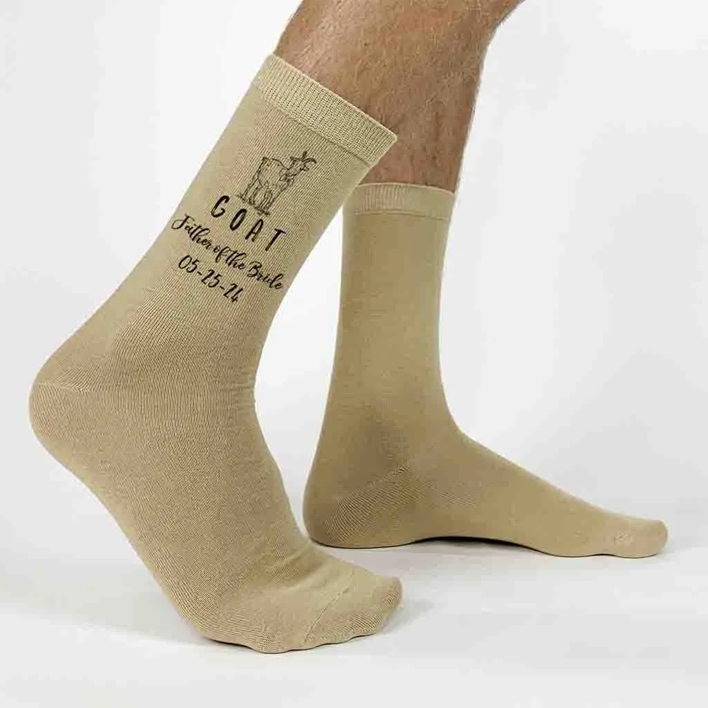 Personalized Wedding Socks for the GOAT Father of the Bride