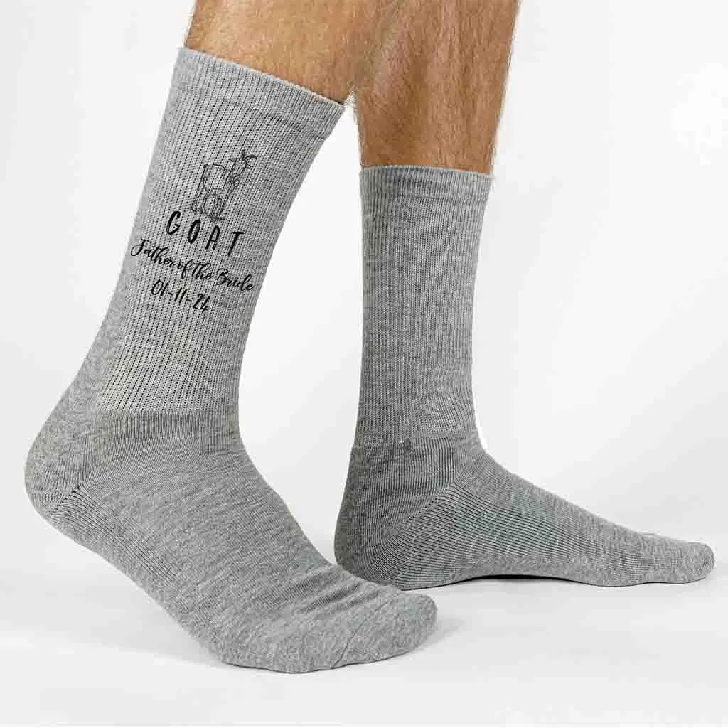 Personalized Wedding Socks for the GOAT Father of the Bride