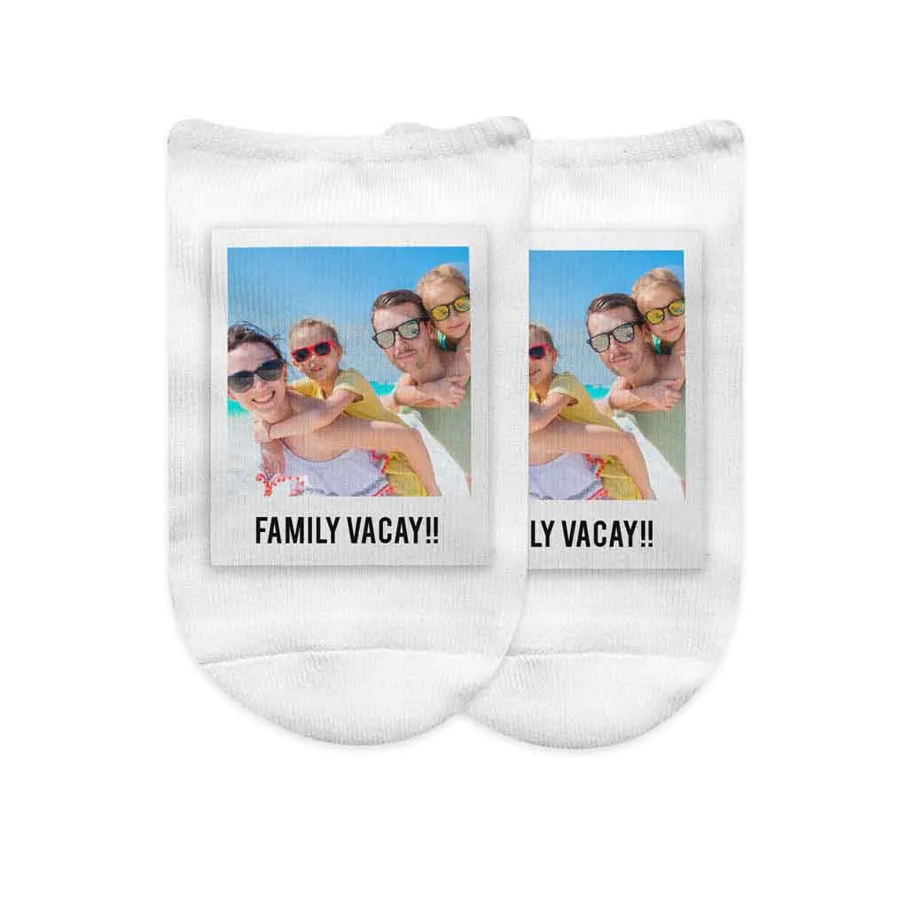 Polaroid Pic Frame with Your Photo and Text on No Show Socks