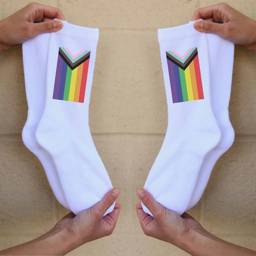 Progress Pride Flag Cotton Crew Socks