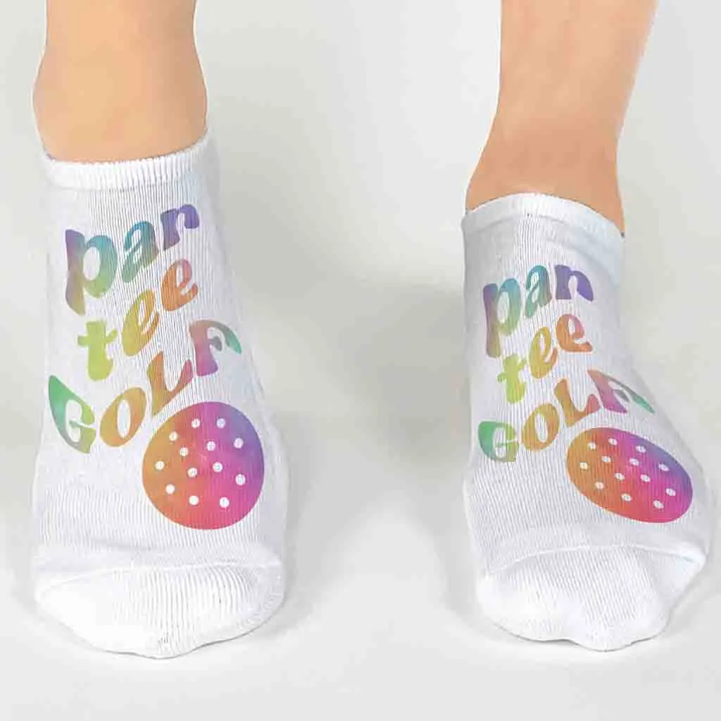 Rainbow Par Tee Cotton No Show Golf Socks