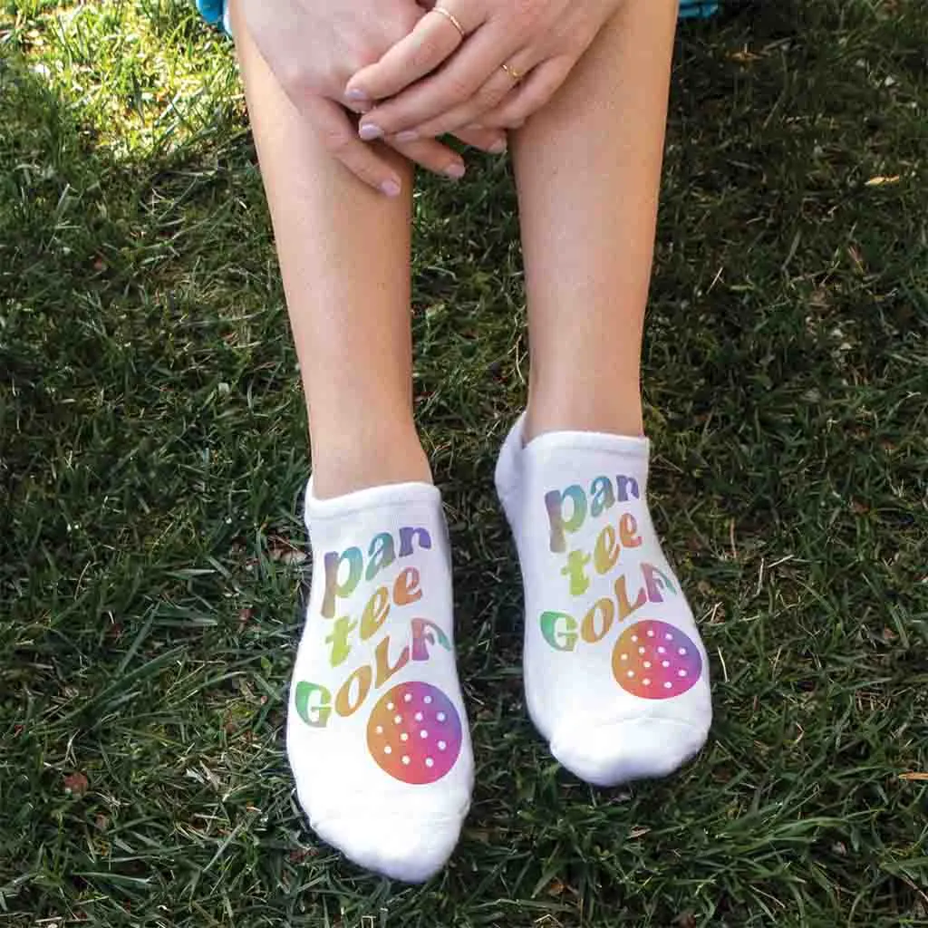 Rainbow Par Tee Cotton No Show Golf Socks