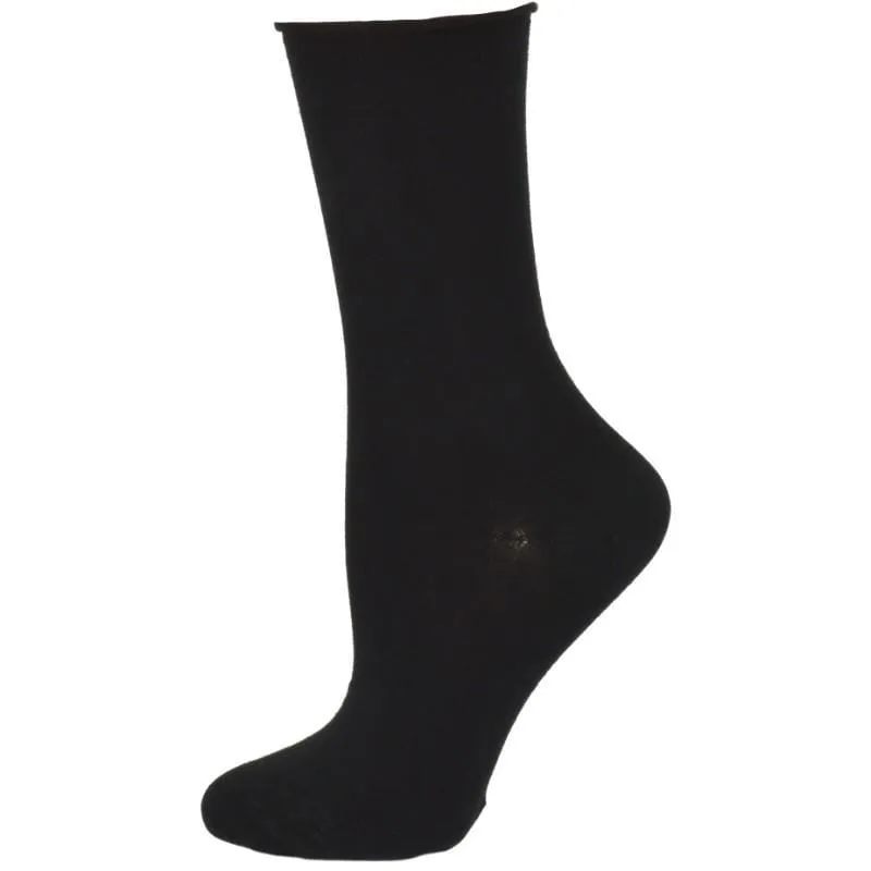 Rayon from Bamboo Roll Top Mid-Calf Crew Socks 3 Pair Pack