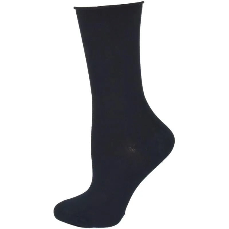 Rayon from Bamboo Roll Top Mid-Calf Crew Socks 3 Pair Pack