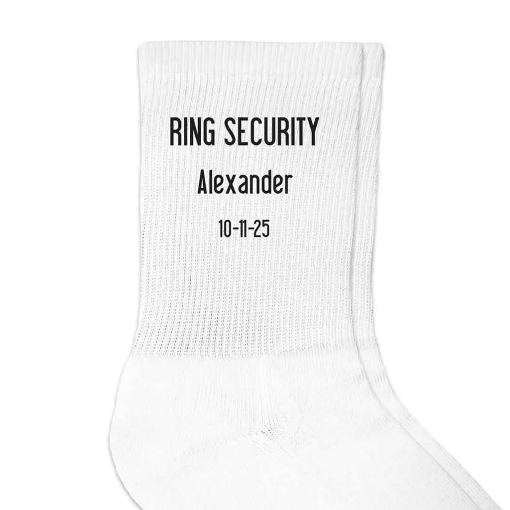 Ring Security Wedding Socks Personalized with Name and Date