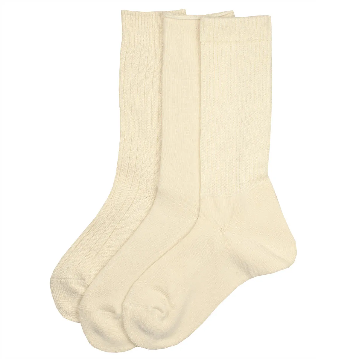 RoToTo - Organic Daily 3-Pack Crew Socks - Ecru