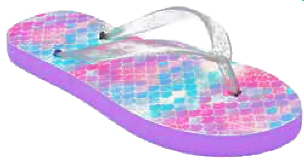 Sandals Girls Flip Flop Rainbow Glitter Sandal, Blue, Fuchsia