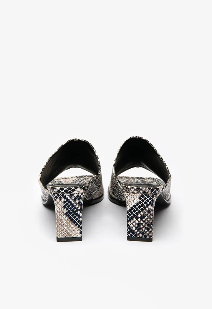 Snake Print Block Heel Sandals