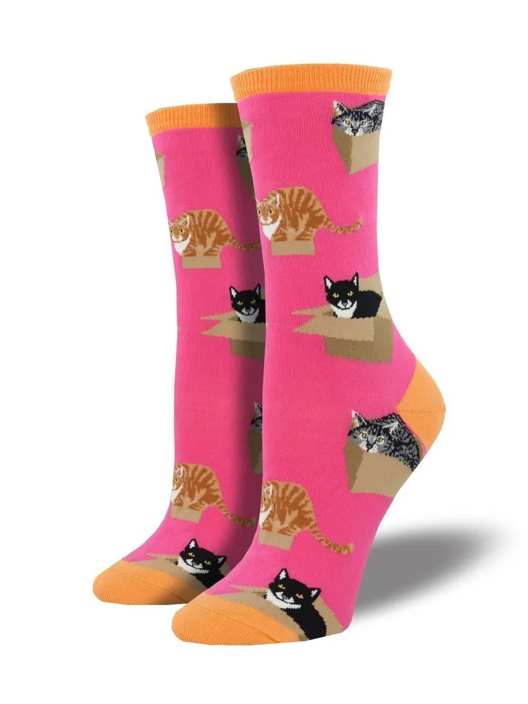 Socksmith Women's Cat in the Box Pink