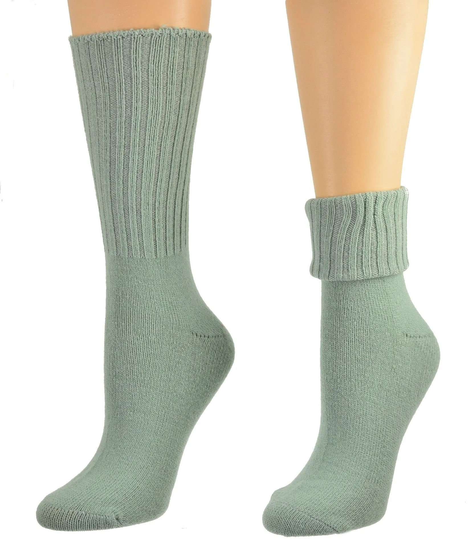 Solid Color Ribbed Crew Turn cuff Soft Acrylic Socks 3 Pair Pack Socks