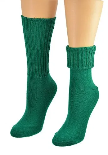 Solid Color Ribbed Crew Turn cuff Soft Acrylic Socks 3 Pair Pack Socks