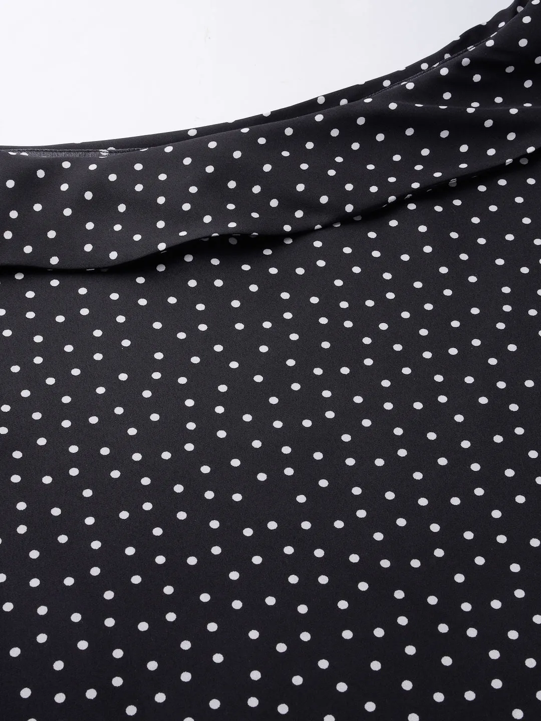 Style Quotient Women Black & White Polk Dot Print Bardot Plus Size Top