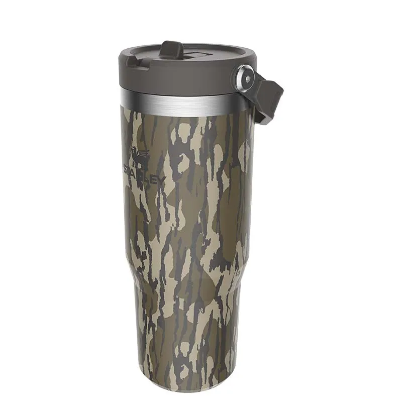 30oz IceFlow Flip Straw Tumbler - Insulated Travel Mug in Bottomland Camouflage Design