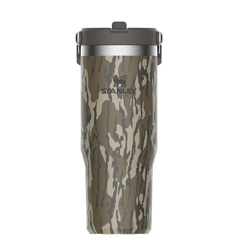 30oz IceFlow Flip Straw Tumbler - Insulated Travel Mug in Bottomland Camouflage Design