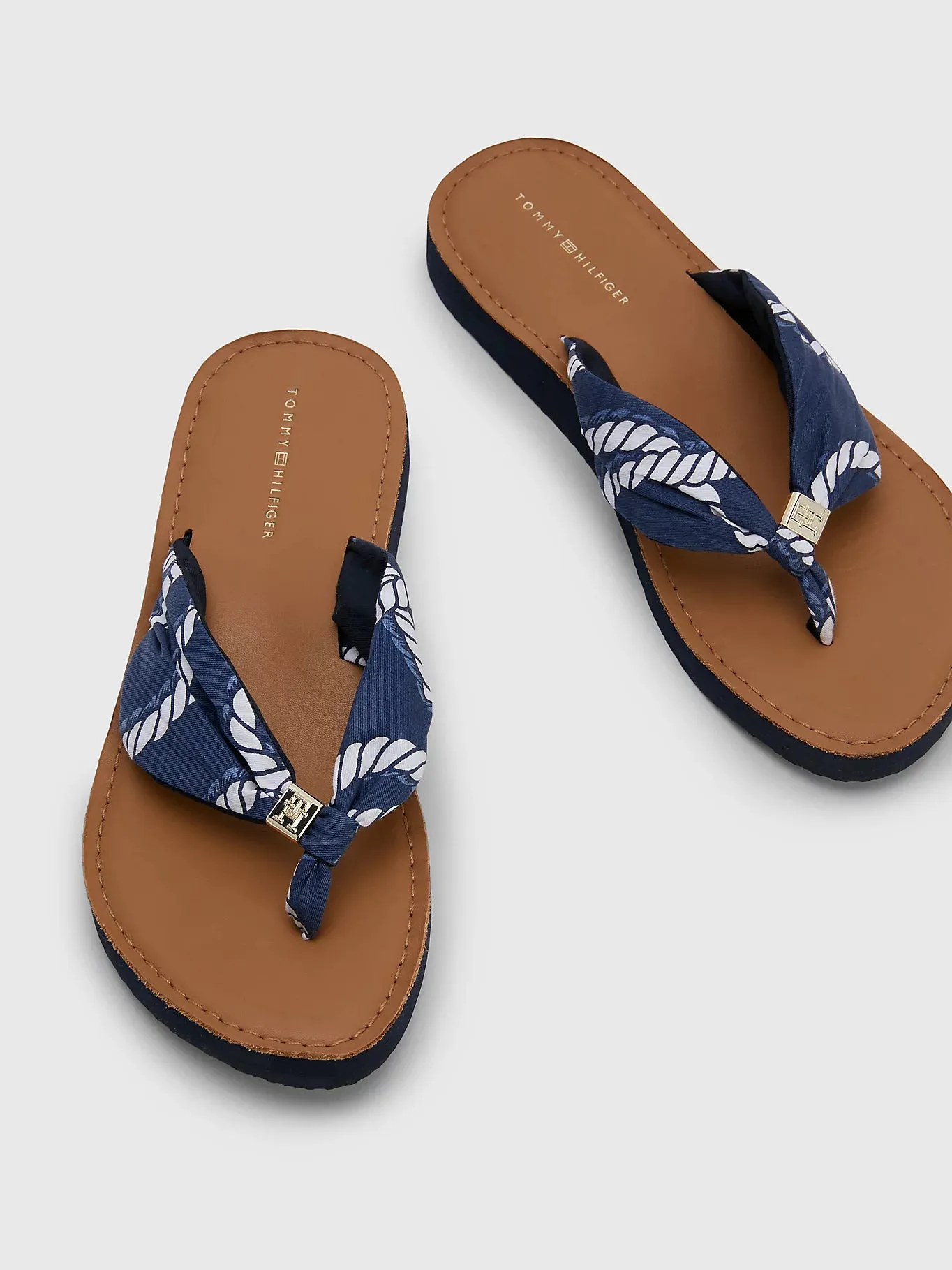 TOMMY HILFIGER Navy Elevated Rope Print Flip Flop