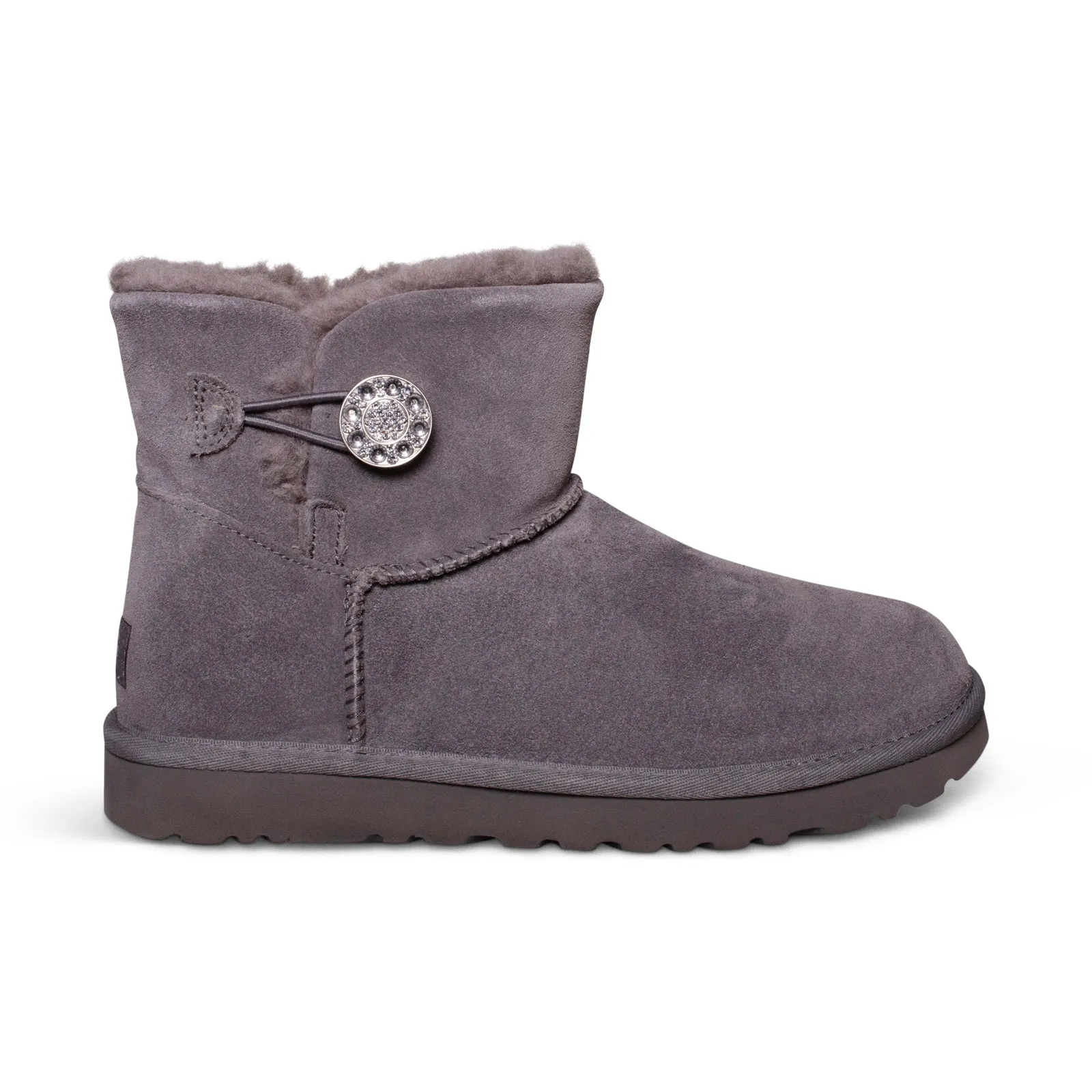 UGG Mini Bailey Button Crystals Charcoal Boots - Women's