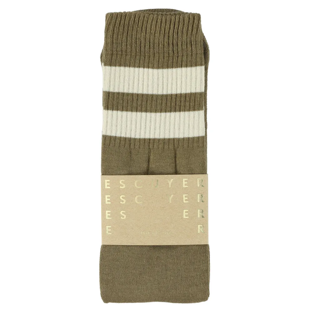 Unisex Tube Socks - Khaki / Ecru