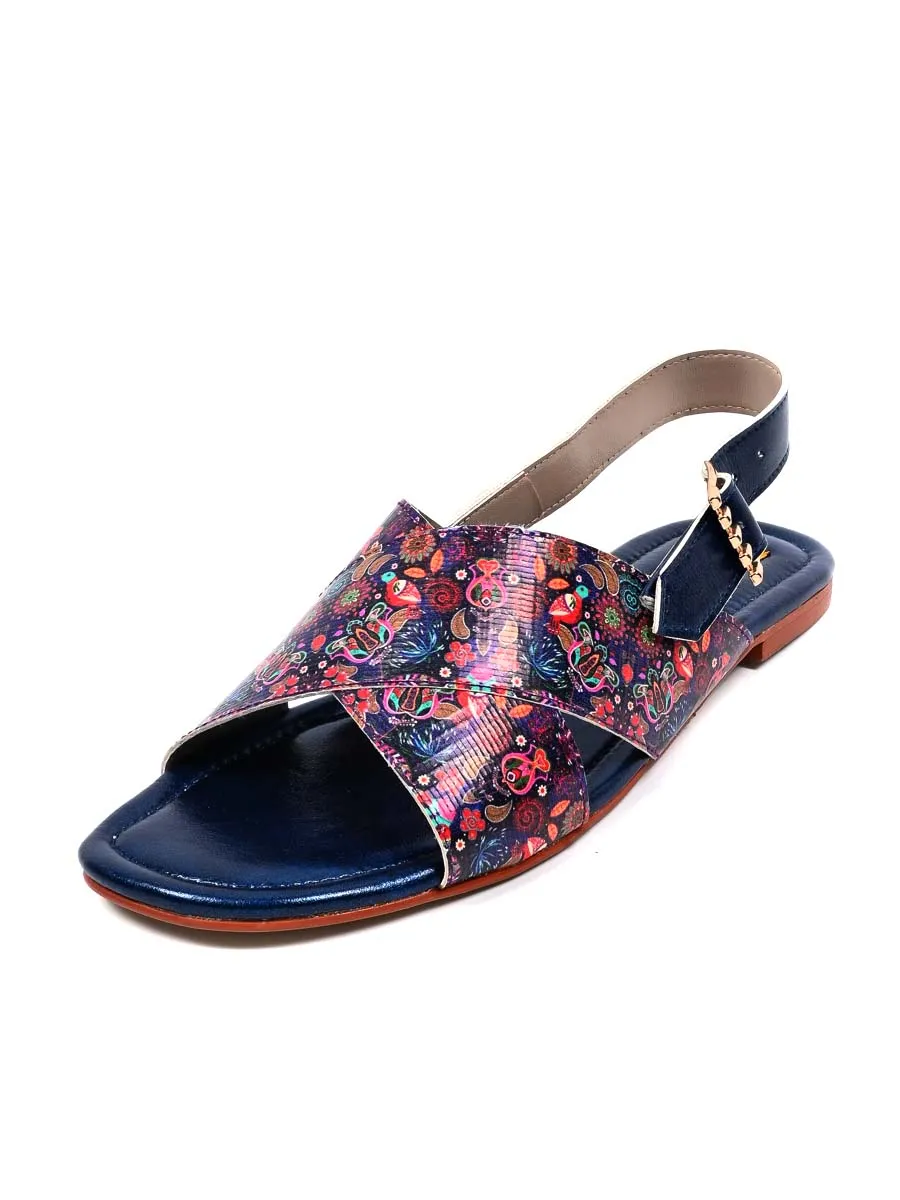 Women Blue Graphic Kohati Flat Sandals