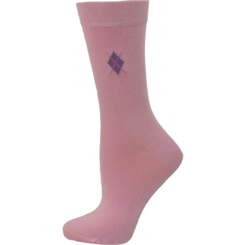 Women's Argyle Pattern Bamboo Crew Socks