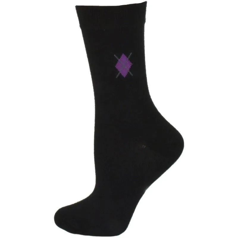 Women's Argyle Pattern Bamboo Crew Socks