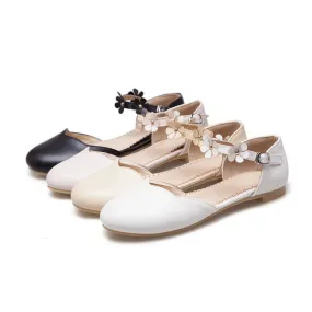 Women's Round Toe Mary Janes Flora Flat Sandals